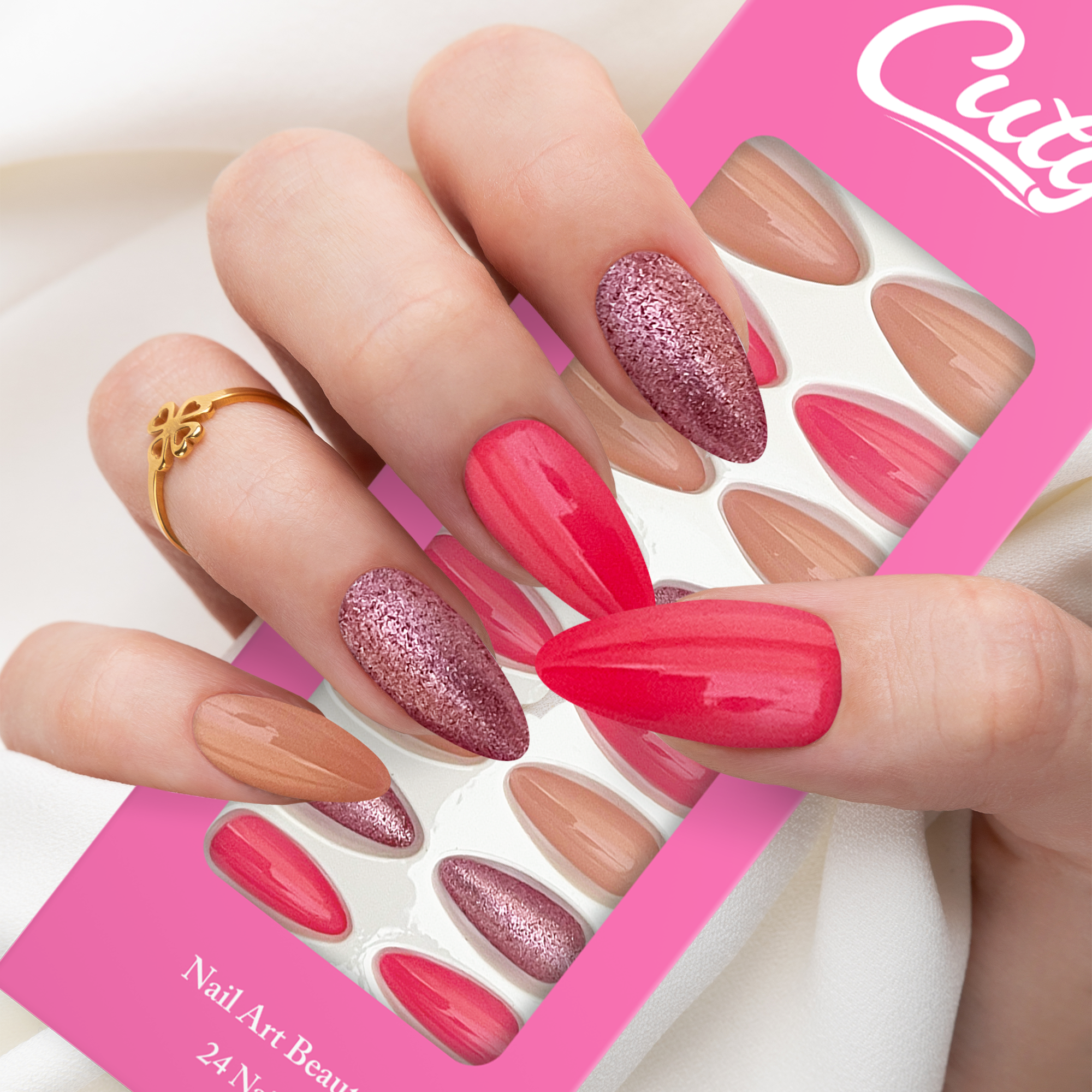 Cuty Nails Set: Flawless Acrylic Nails with Jelly Tape Adhesion