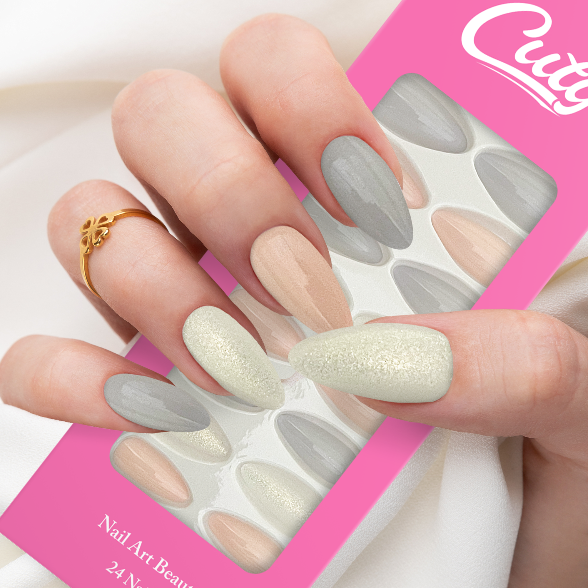 Cuty Nails Set: Flawless Acrylic Nails with Jelly Tape Adhesion