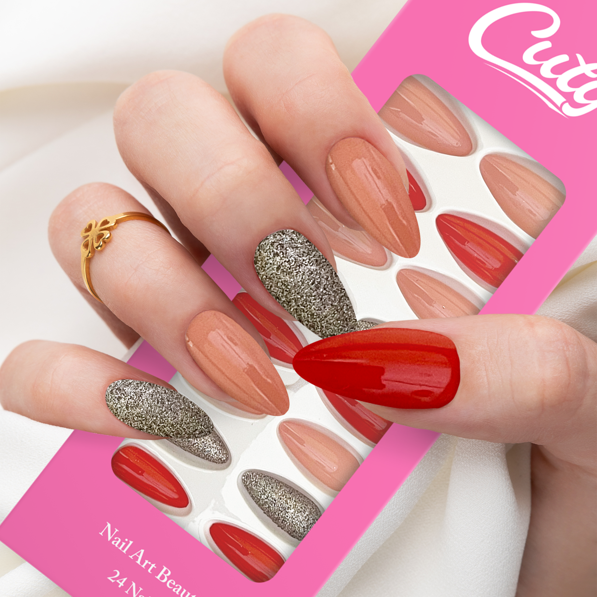 Cuty Nails Set: Flawless Acrylic Nails with Jelly Tape Adhesion