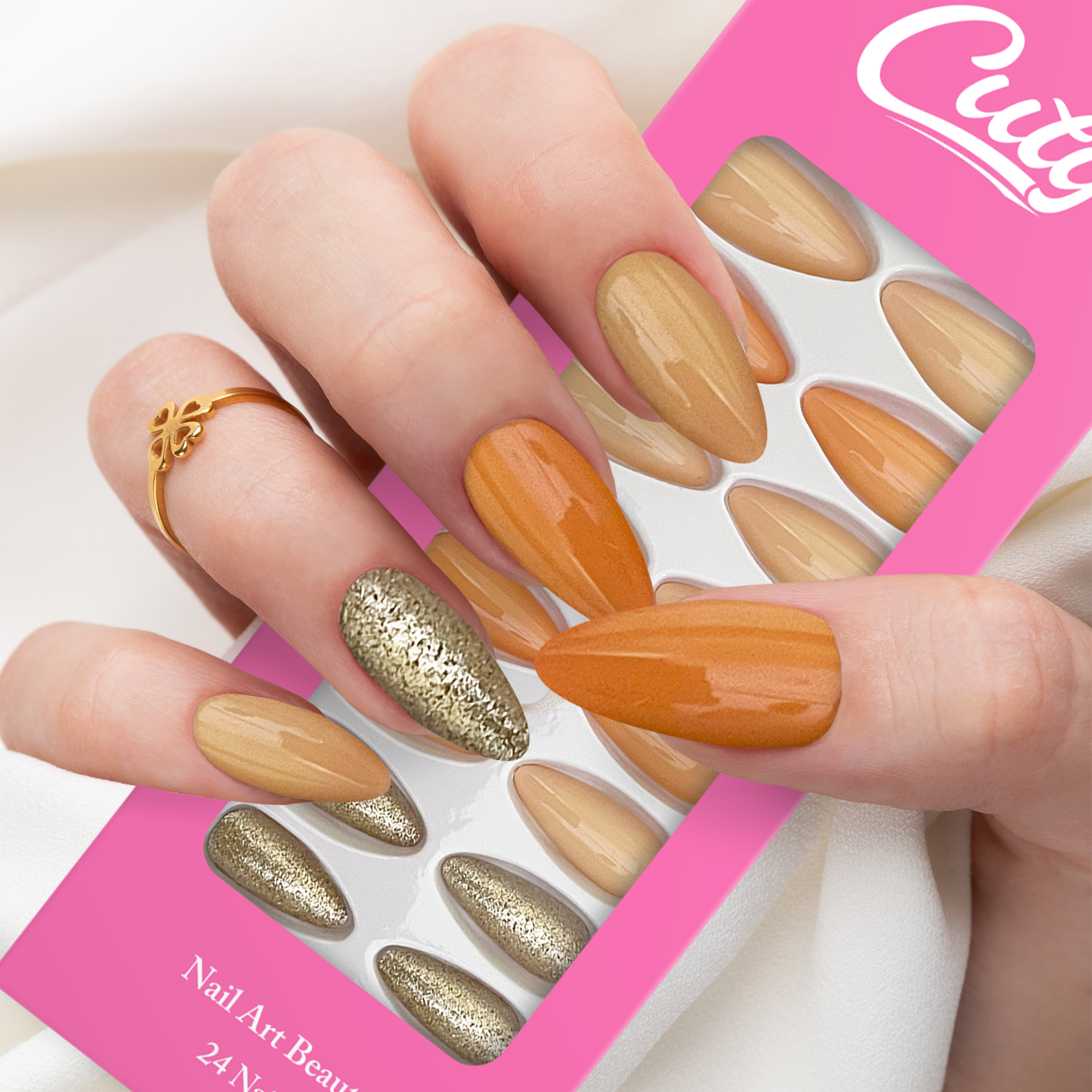 Cuty Nails Set: Flawless Acrylic Nails with Jelly Tape Adhesion