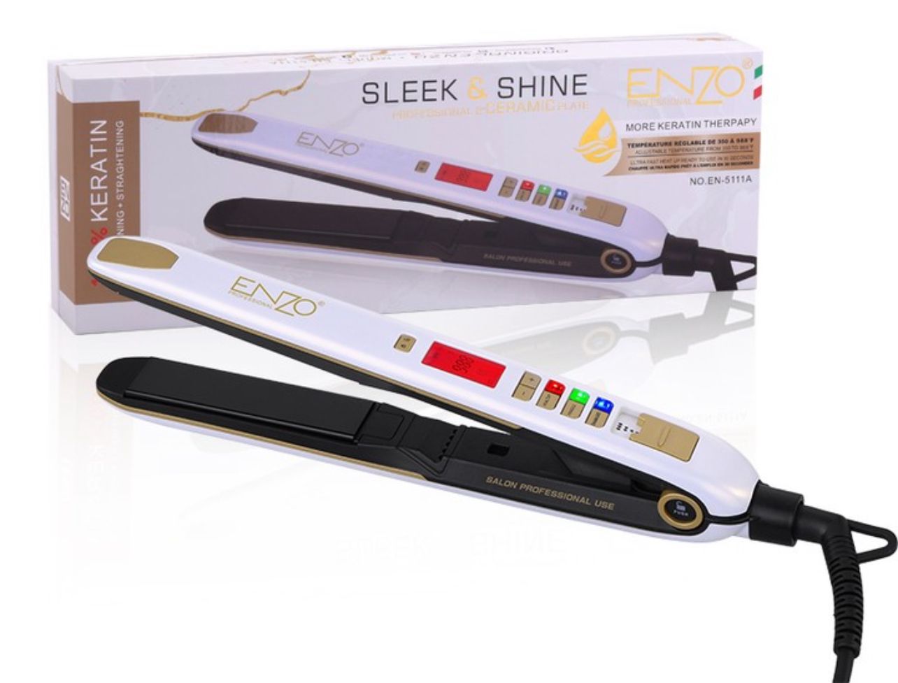 ENZO Professional Ionic Hair Straightener 2 in 1 Flat Irons for Keratin