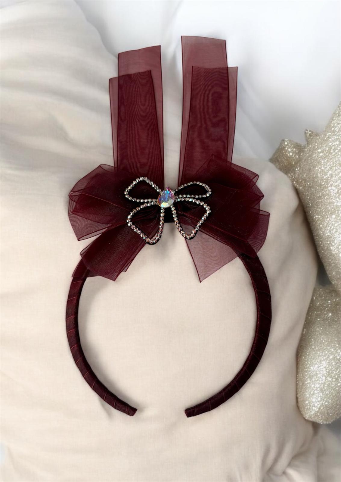 رباط شعر مخملي باللون العنابي