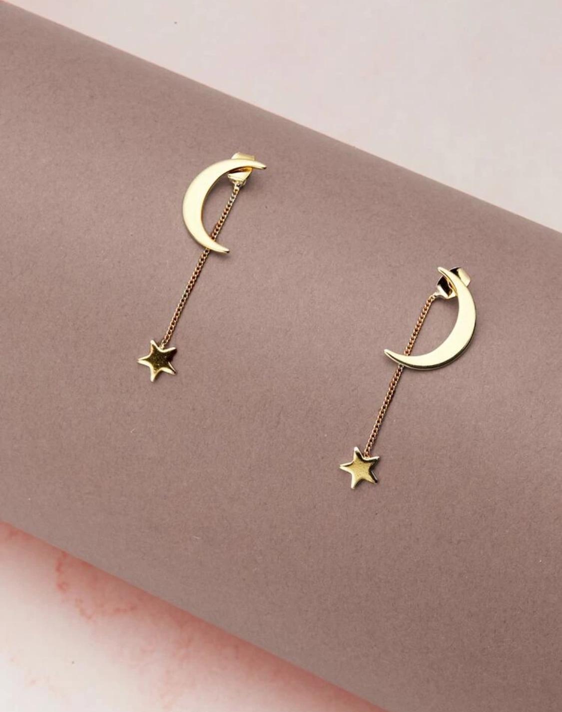 Back Earrings Star & Moon (1 pair )