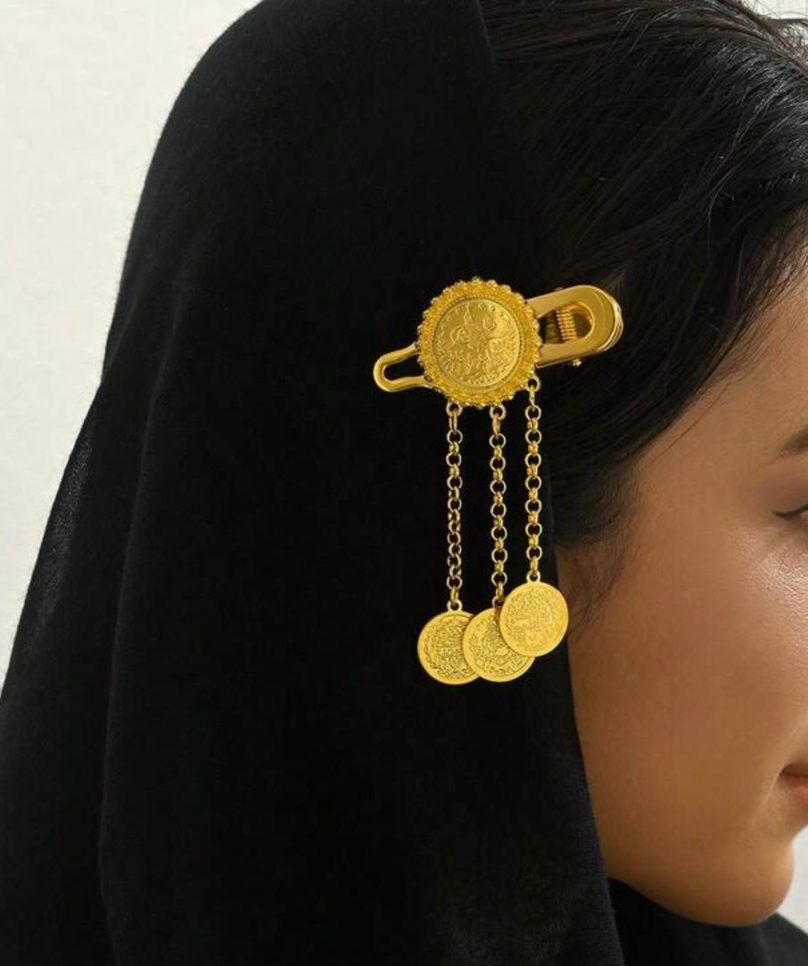 HAIR ACCESSORIES GOLD COIN TASSEL