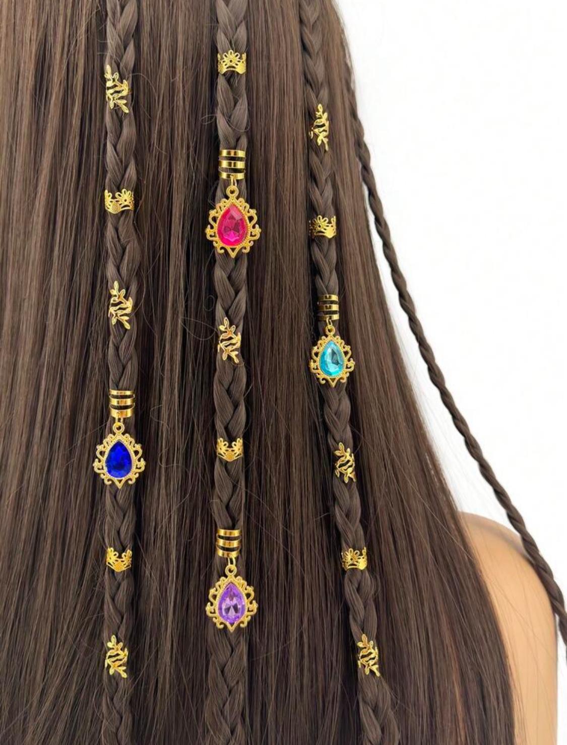 إكسسوارات شعر دمعة مرصعة بالخرز اللامع (5 قطع)