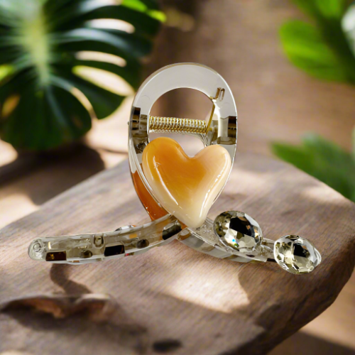 Hair Clip Transparent with a heart in the middle