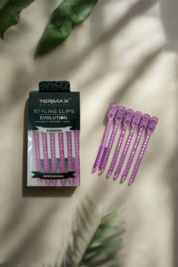 مشابك شعر احترافية من تيرماكس - وردي ( 12 قطع )