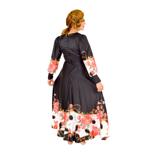 فستان بطبعات الزهور بأكمام طويلة وحزام