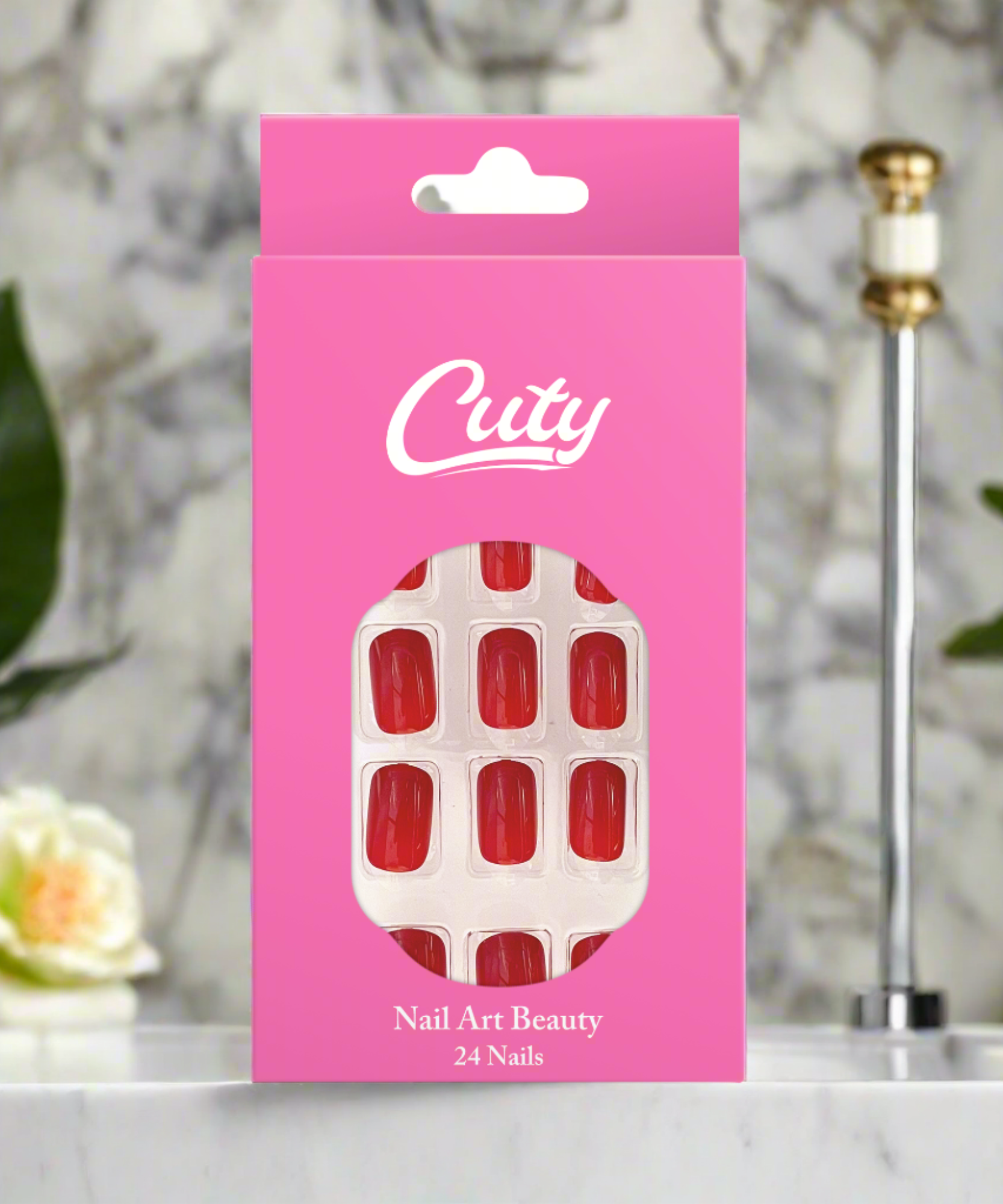 أظافر لاصقة من كيوتي (ملصقات جيلي مدمجة) (24ظفر)