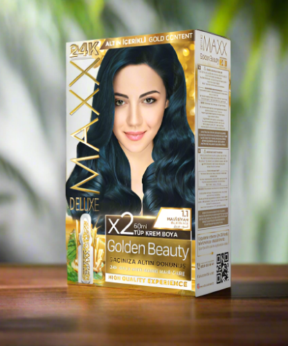 Maxx Deluxe 24K Gold Hair Dye - Blue Black (1.1) Maxx Deluxe 24K Gold Hair Dye - Blue Black (1.1)