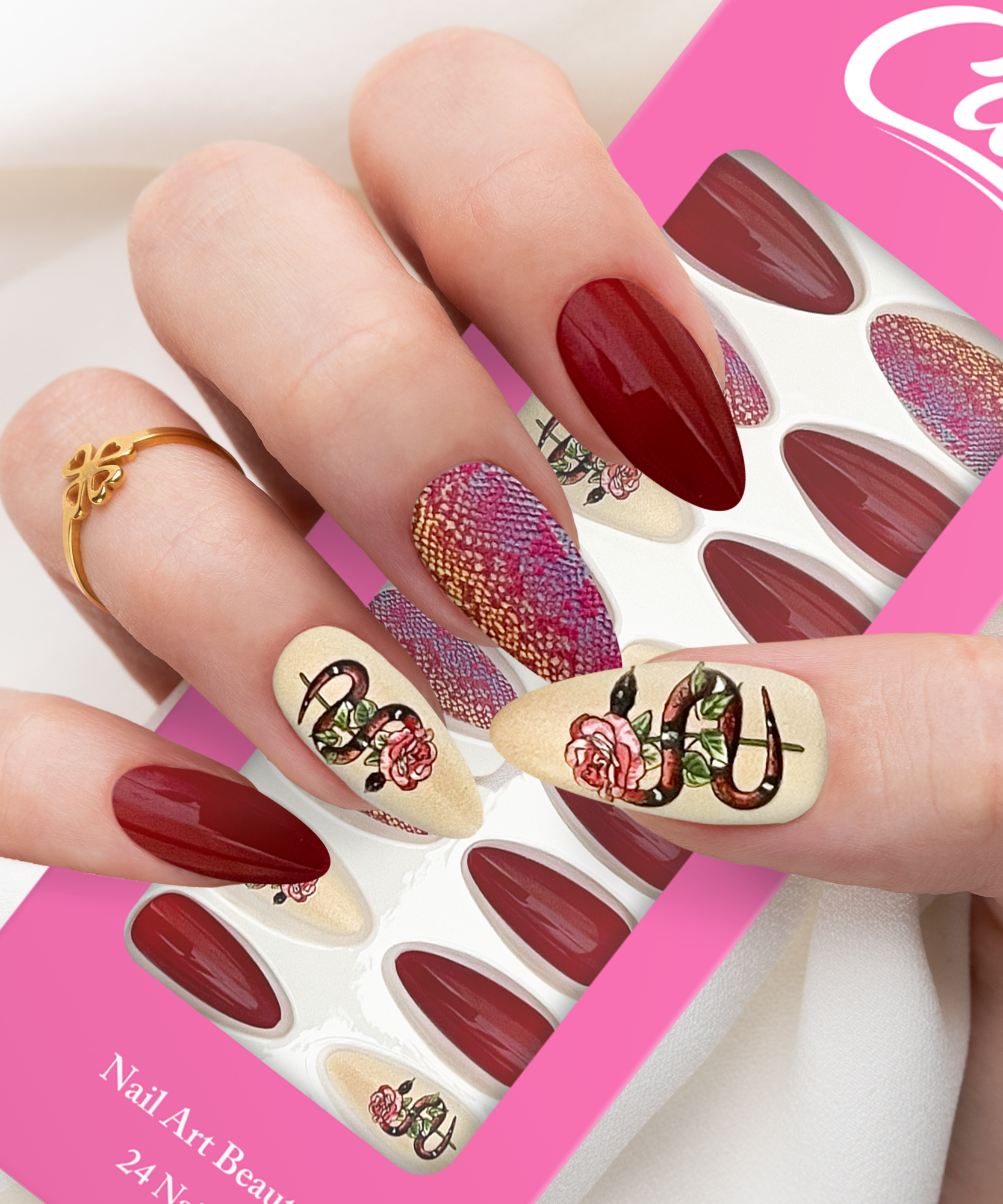 Cuty Nails Set: Flawless Acrylic Nails with Jelly Tape Adhesion