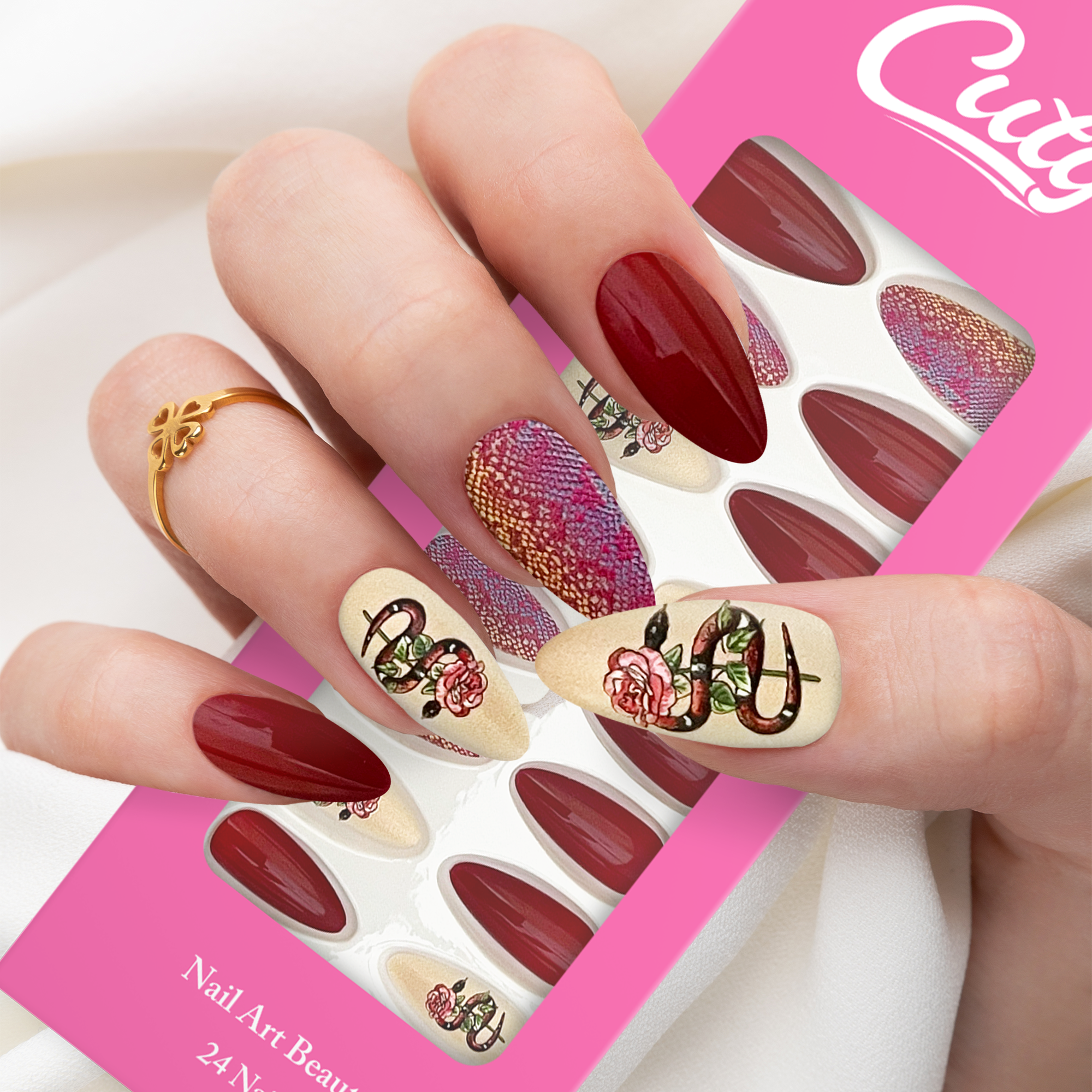 Cuty Nails Set: Flawless Acrylic Nails with Jelly Tape Adhesion