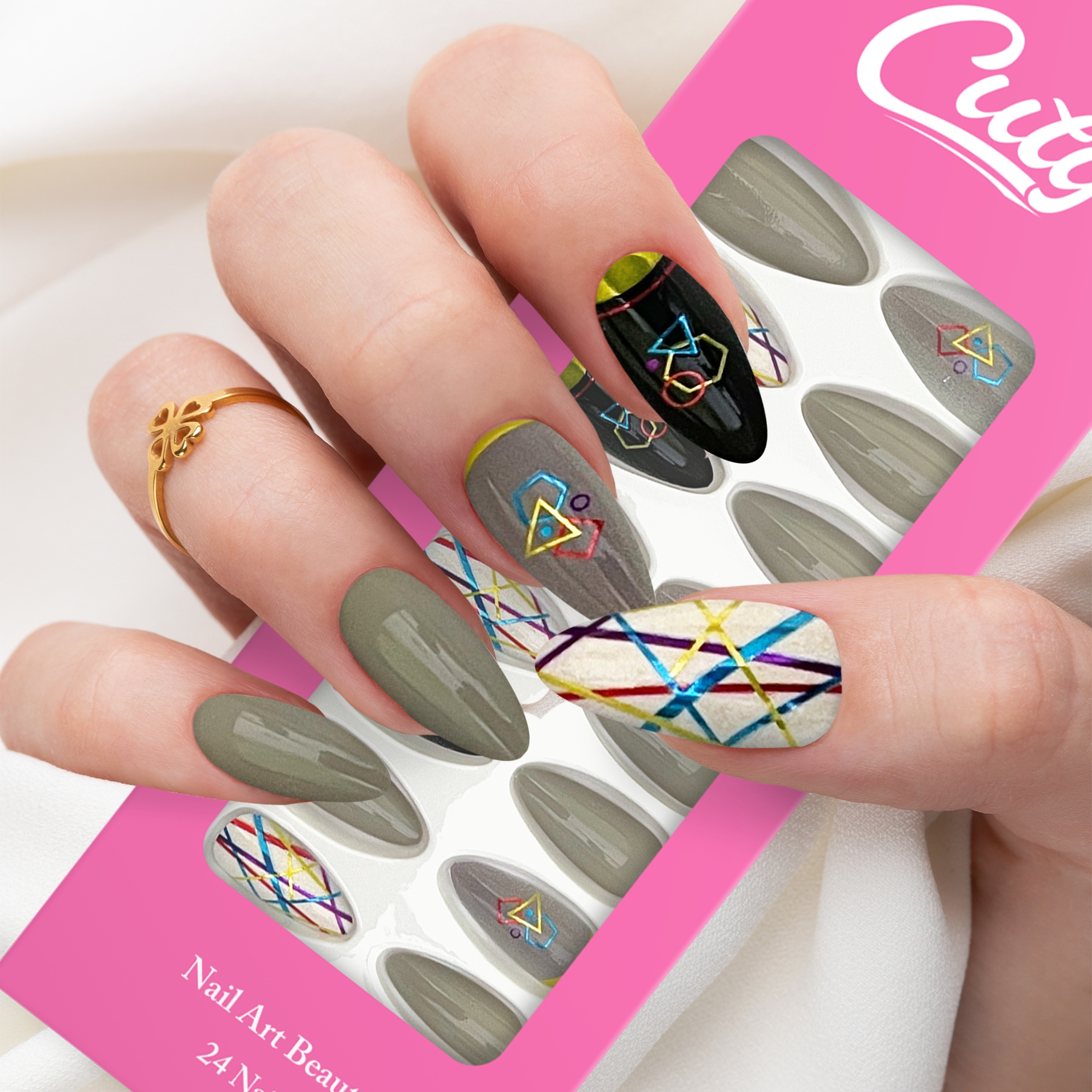 Cuty Nails Set: Flawless Acrylic Nails with Jelly Tape Adhesion