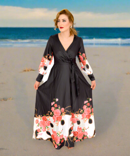 Belted Long Sleeve Floral Print Dress Belted Long Sleeve Floral Print Dress