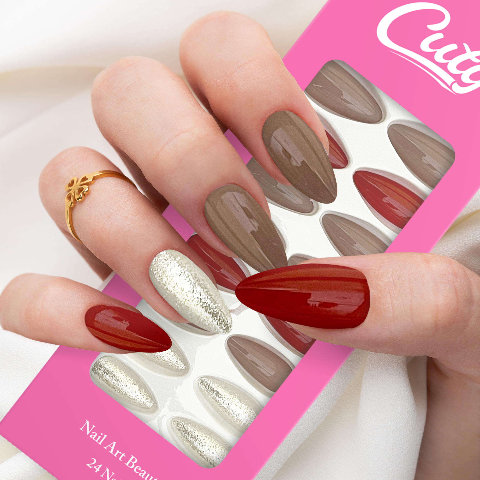 Cuty Nails Set: Flawless Acrylic Nails with Jelly Tape Adhesion