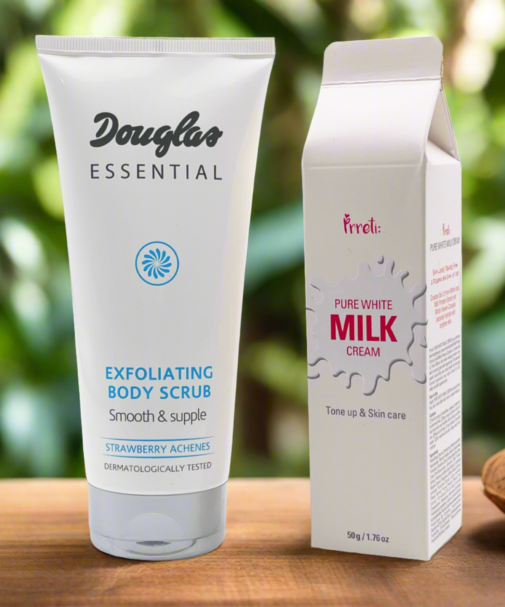 Douglas Body Scrub (200ml) / Pure White Milk Cream Tone Up (50g)