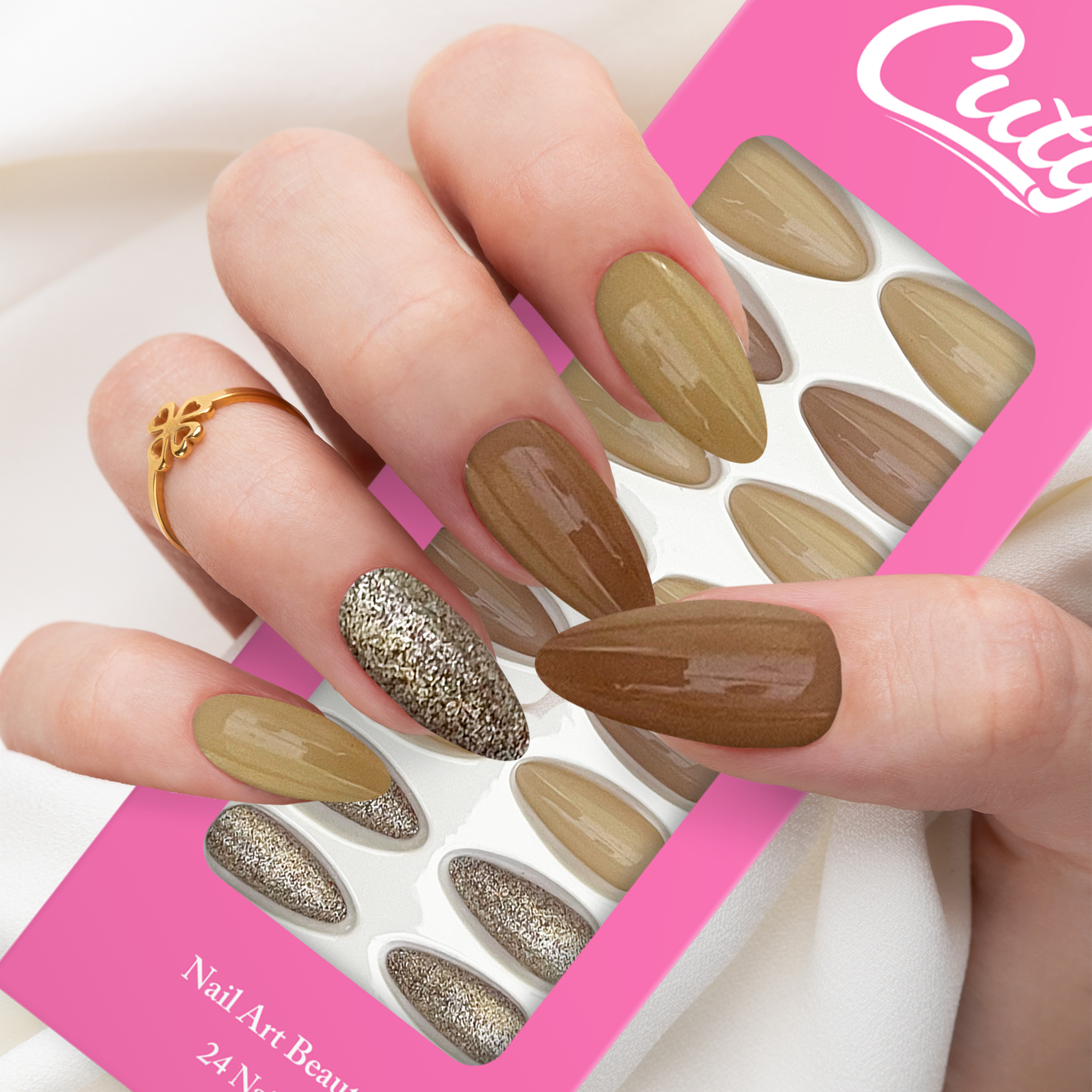 Cuty Nails Set: Flawless Acrylic Nails with Jelly Tape Adhesion