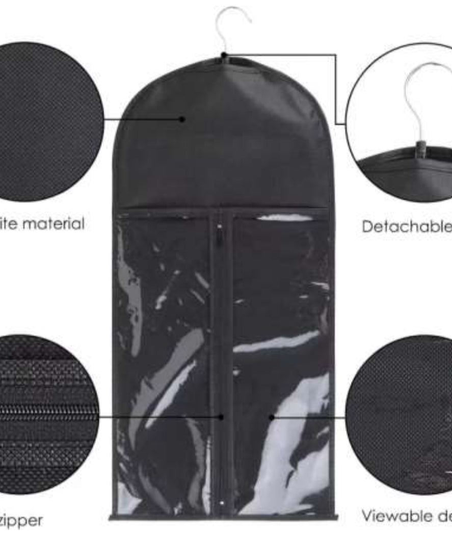 Hanging Wig & Hair Extension Storage Bags (Black)