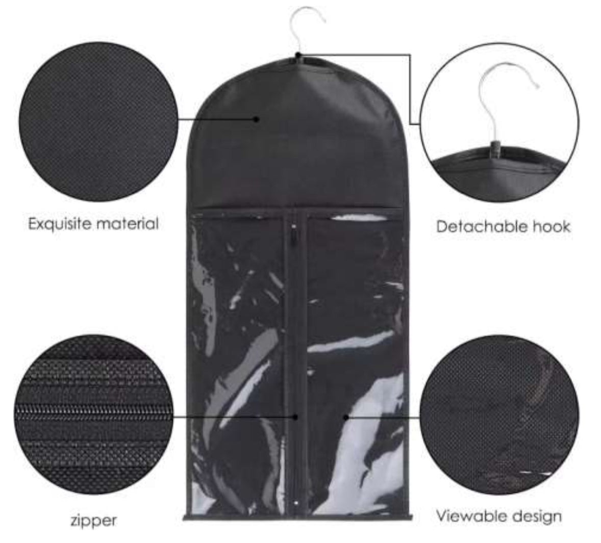 Hanging Wig & Hair Extension Storage Bags (Black)