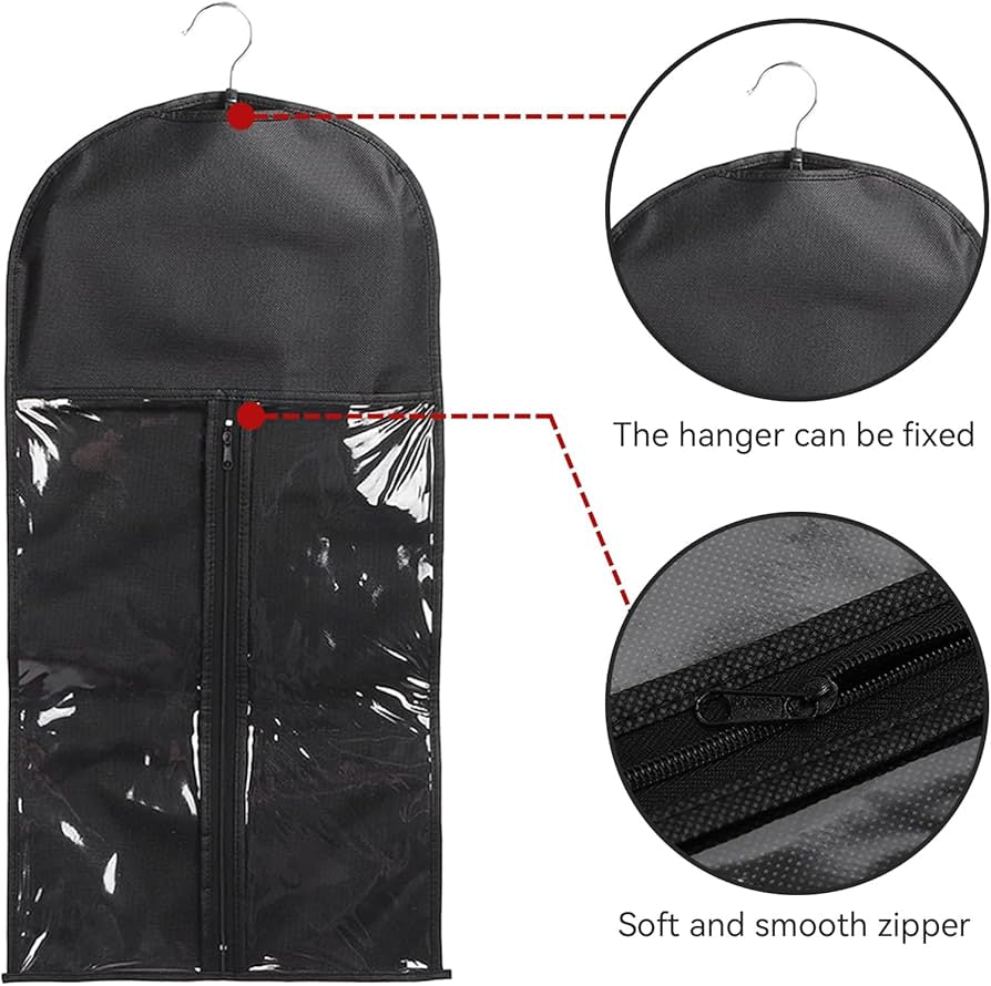 Hanging Wig & Hair Extension Storage Bags (Black)