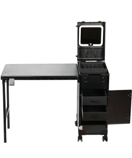 Rolling Trolley Table Aluminum Makeup & manicure With 4 Drawers