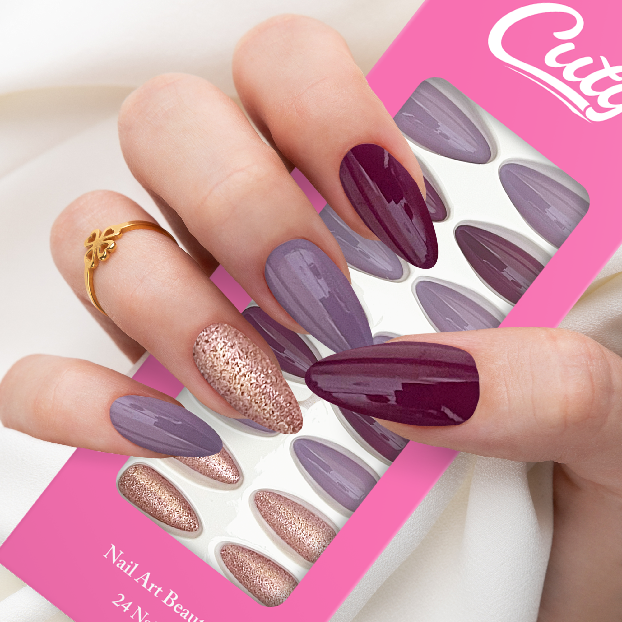 Cuty Nails Set: Flawless Acrylic Nails with Jelly Tape Adhesion