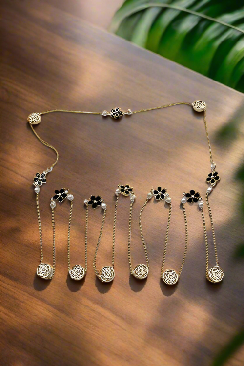 Long Gold Flowers Necklace