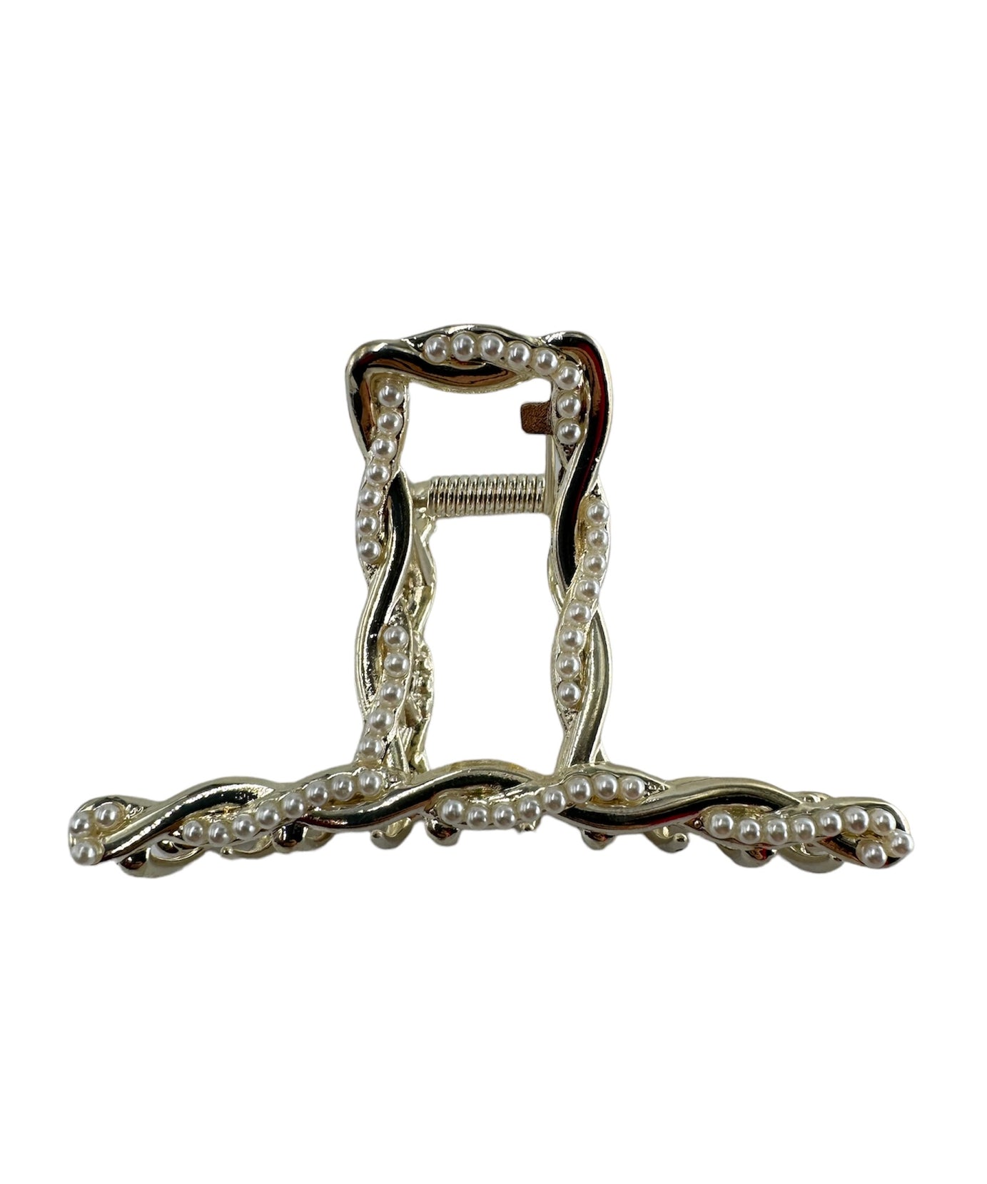 Hair Clip Gold Rhinestone Studded