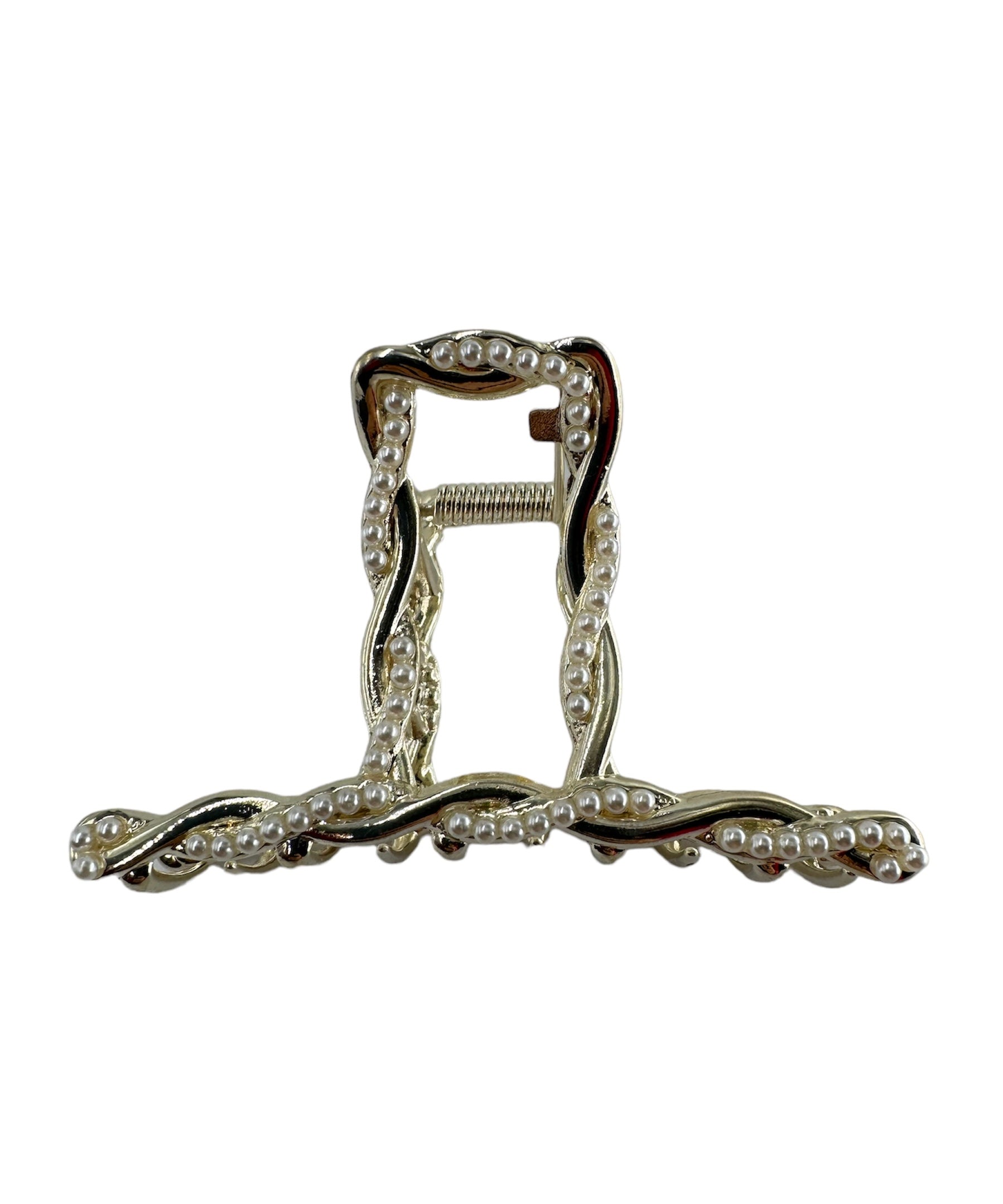 Hair Clip Gold Rhinestone Studded