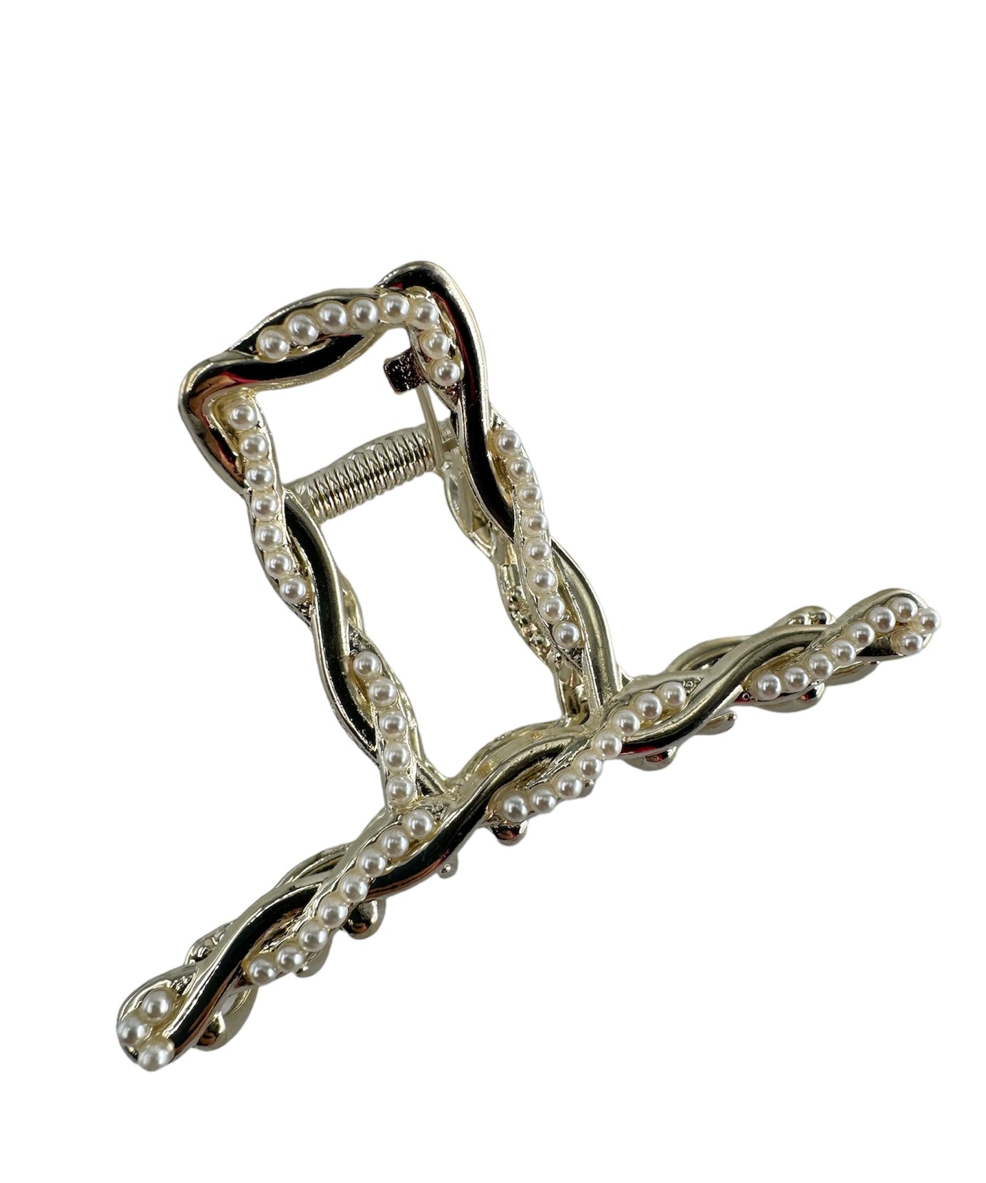 Hair Clip Gold Rhinestone Studded