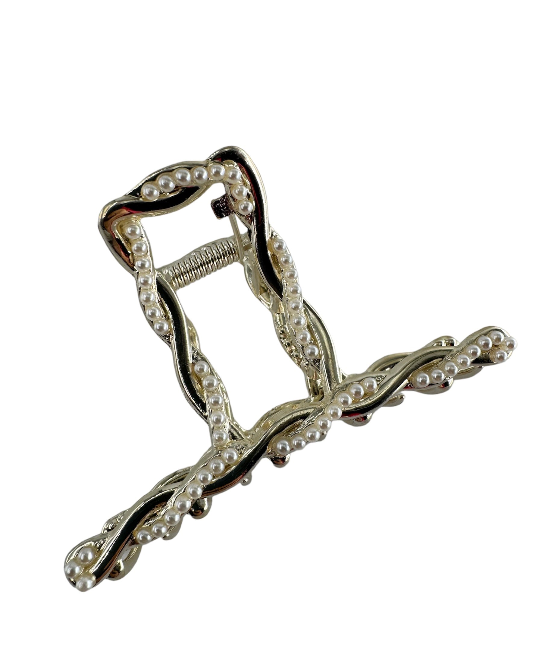 Hair Clip Gold Rhinestone Studded