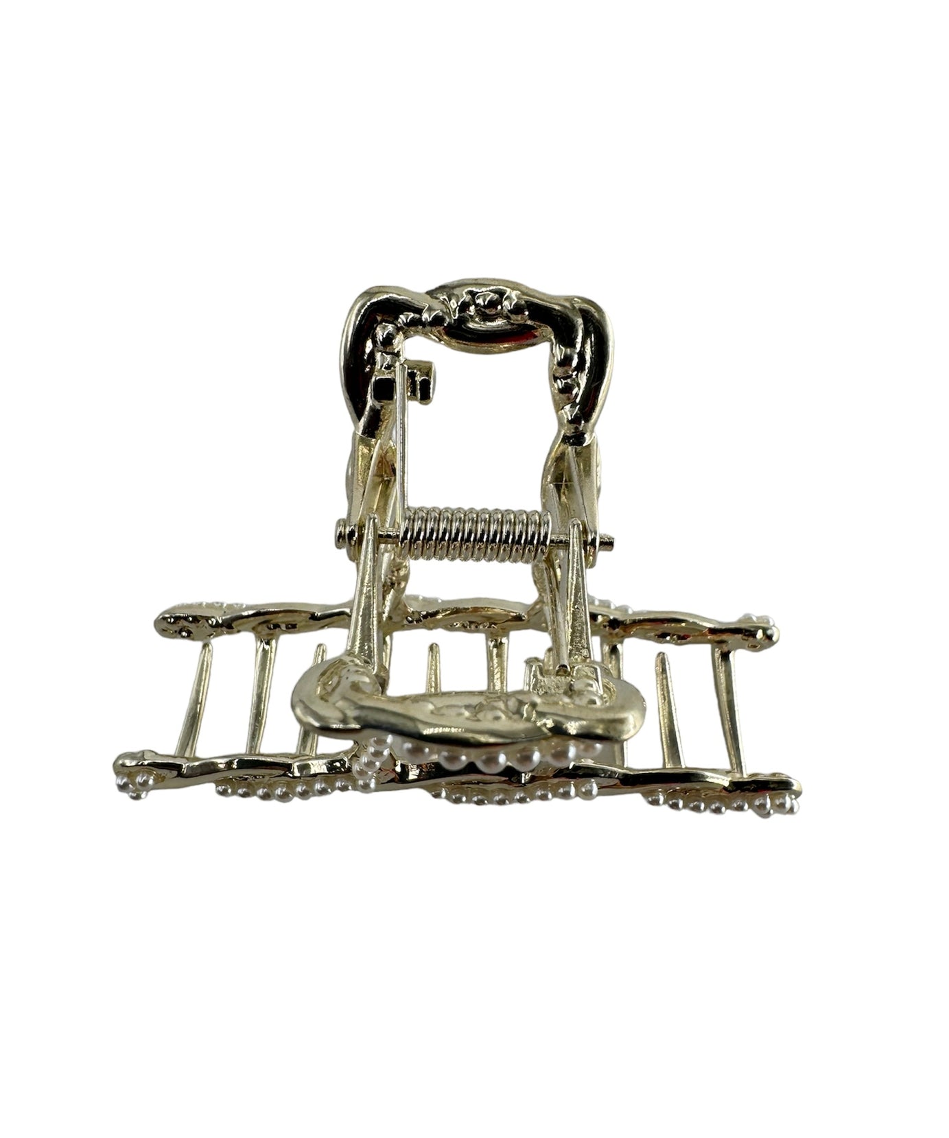 Hair Clip Gold Rhinestone Studded