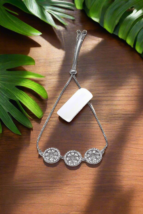 Three Flowers Bracelet - Silver