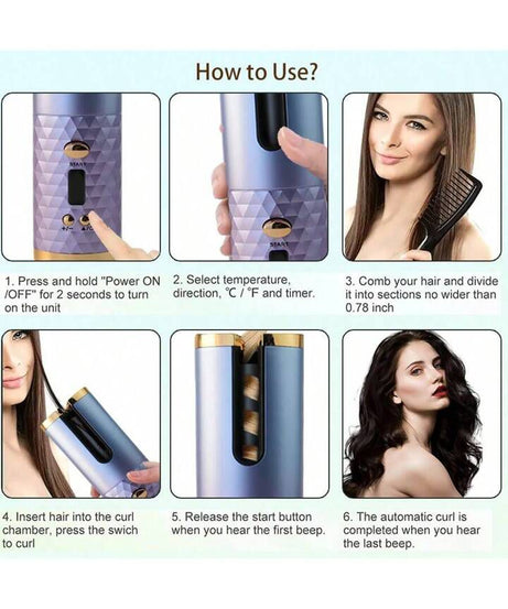 Cordless Automatic Rotating Hair Curler USB Rechargeable