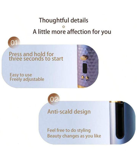 Cordless Automatic Rotating Hair Curler USB Rechargeable