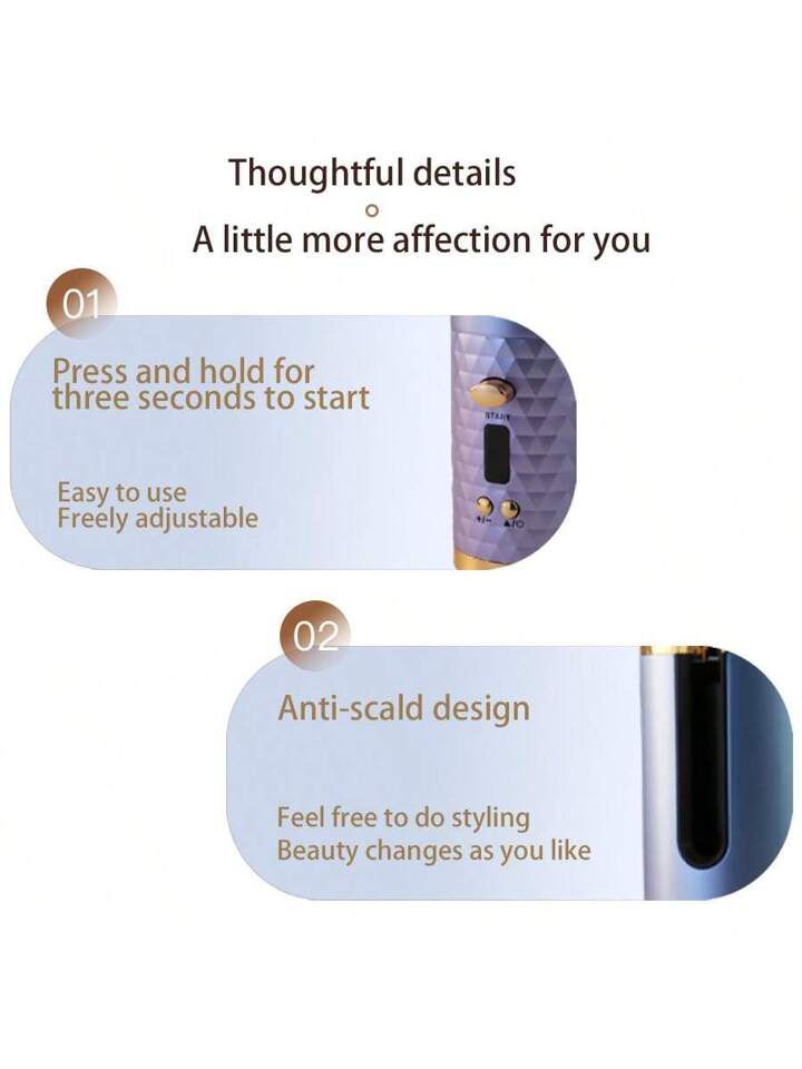 Cordless Automatic Rotating Hair Curler USB Rechargeable