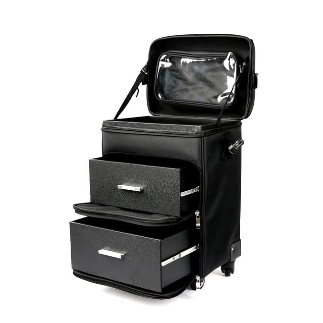 حقيبة مستحضرات التجميل المزودة بعجلات