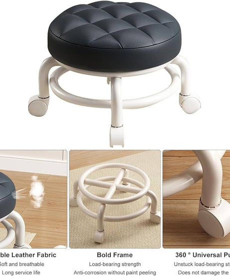 Low Comfortable Rolling Pedicure Stool