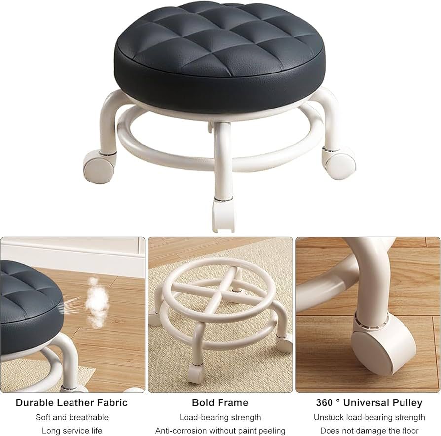 Low Comfortable Rolling Pedicure Stool