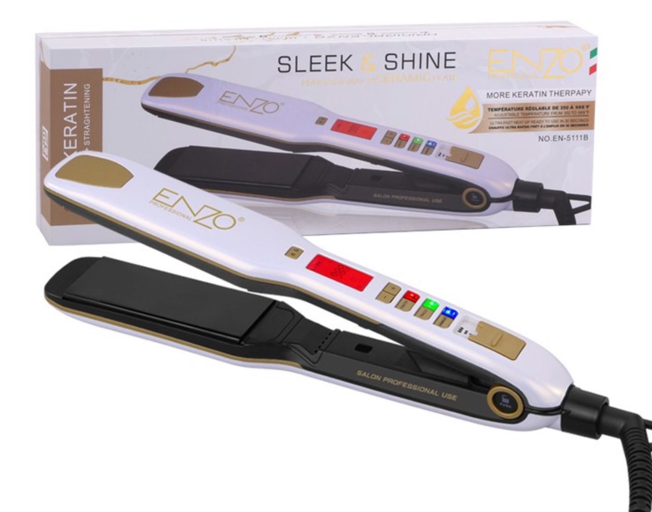 ENZO Professional Ionic Hair Straightener 2 in 1 Flat Irons for Keratin