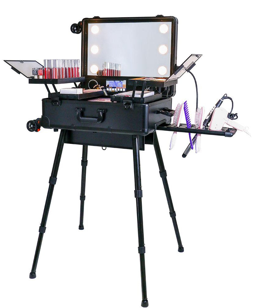 Trolley Makeup Case with LED Light Mirror