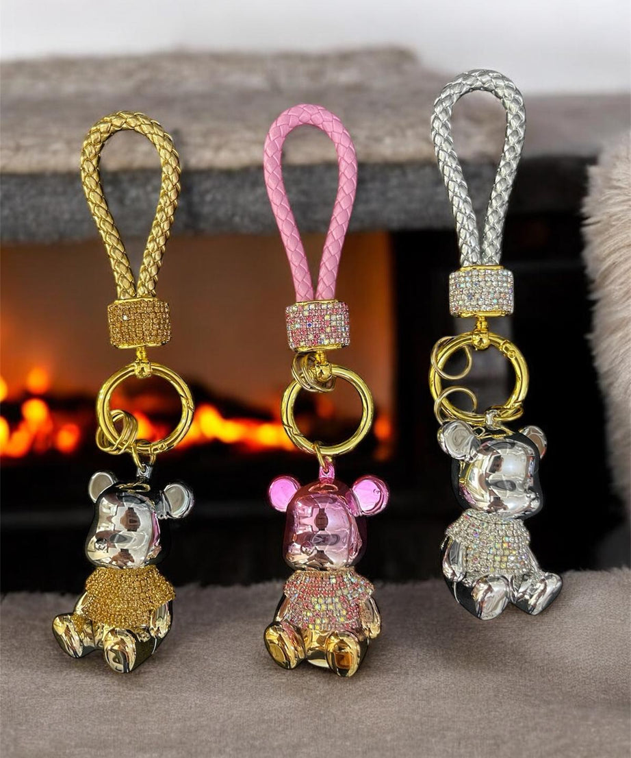 Bear Keychains Sparkly Diamond Bling