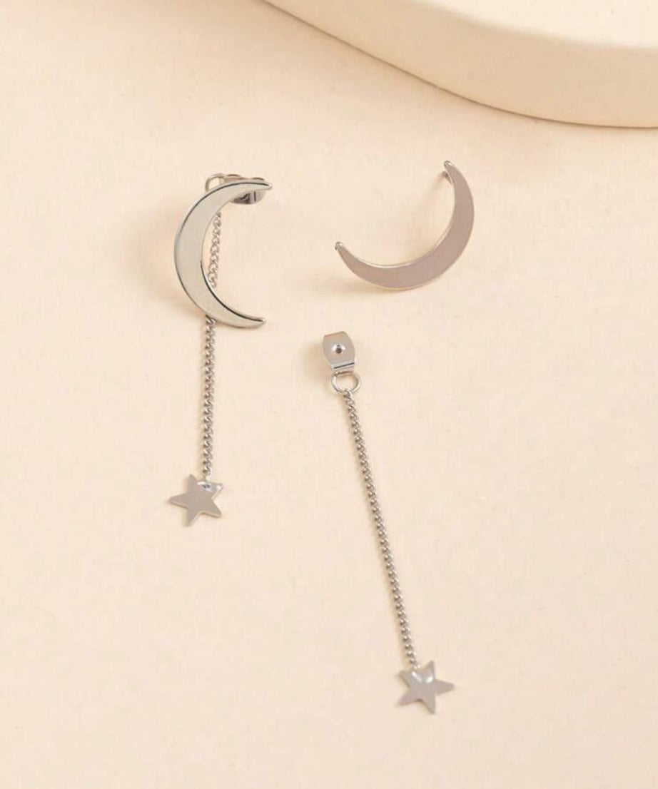 Back Earrings Star & Moon (1 pair )
