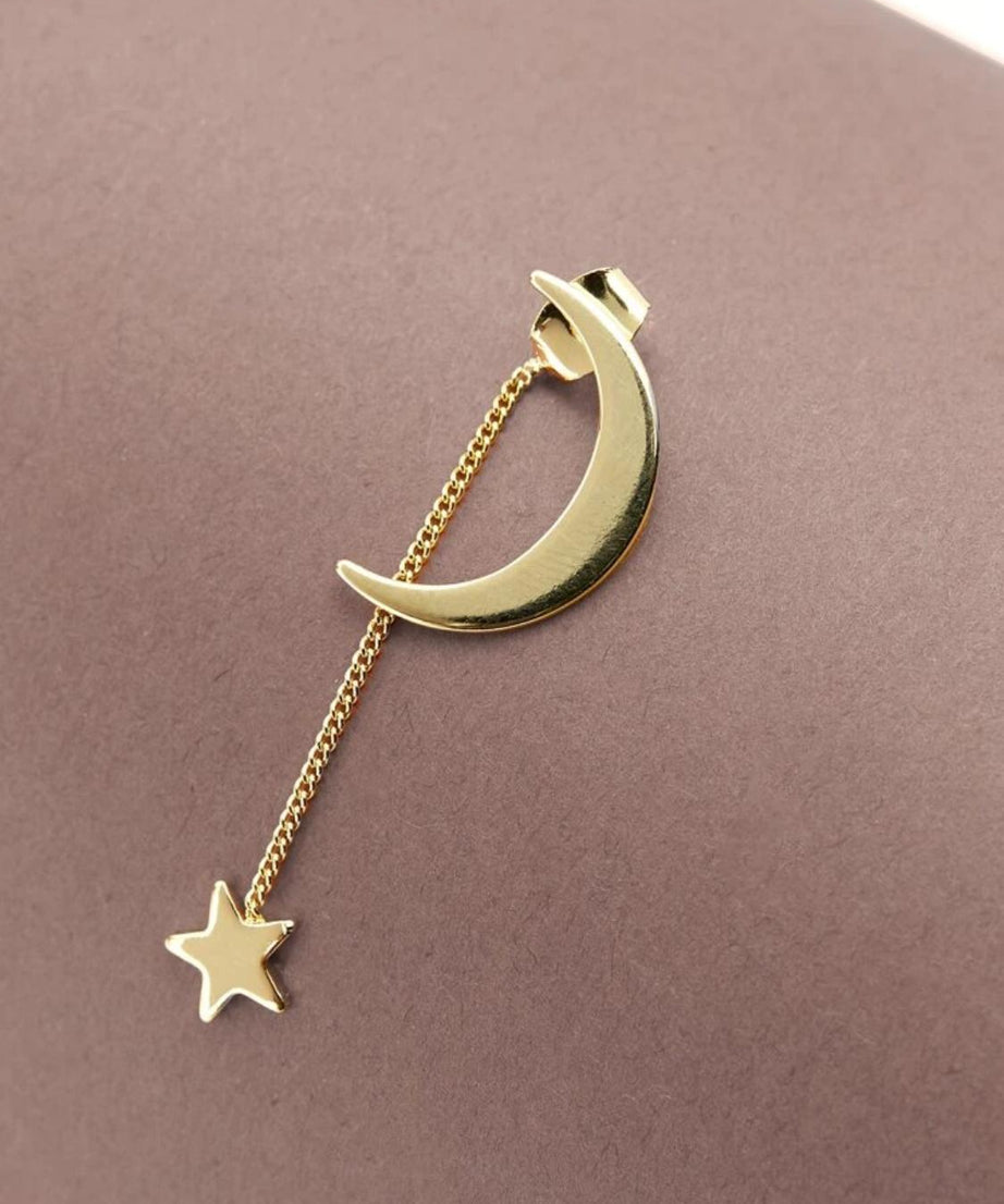 Back Earrings Star & Moon (1 pair )
