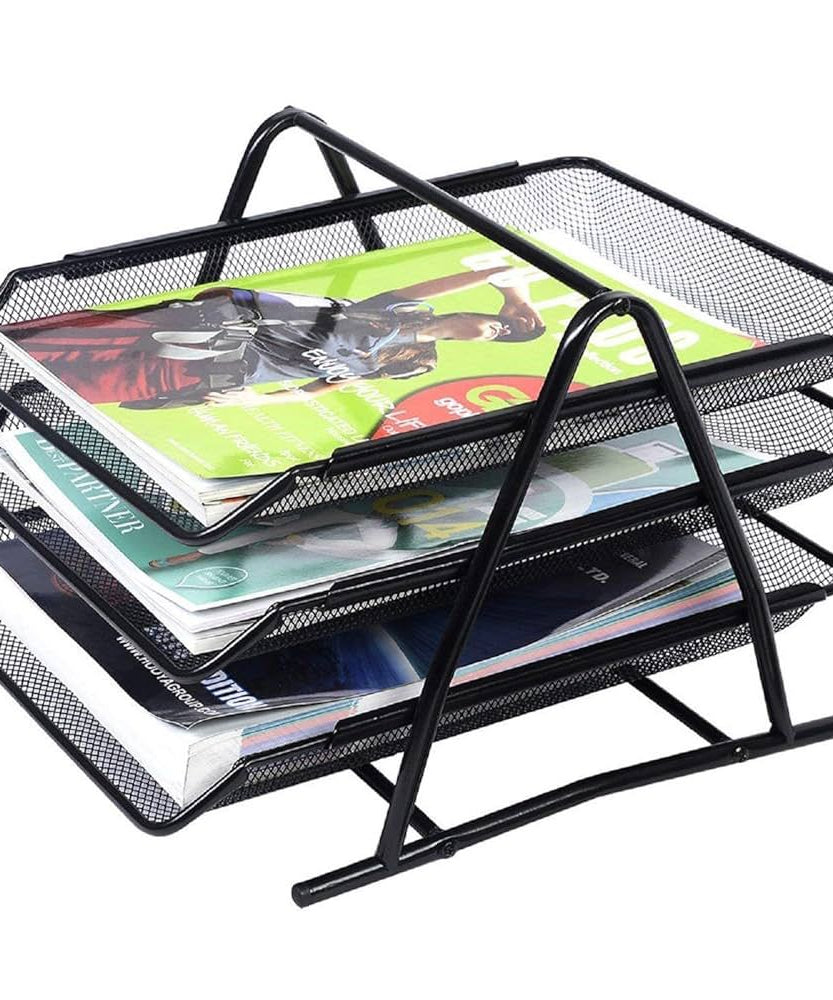 Metal Paper Tray–3 Tiers Black