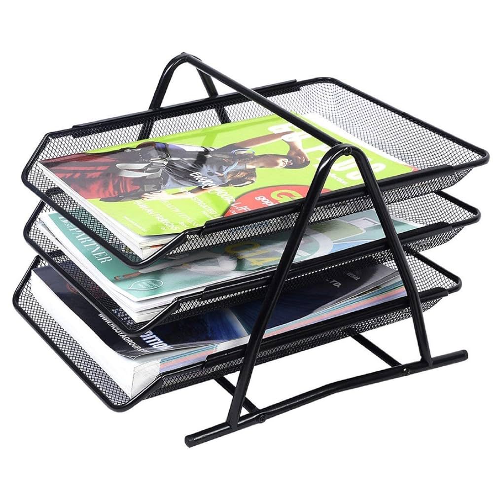 Metal Paper Tray–3 Tiers Black