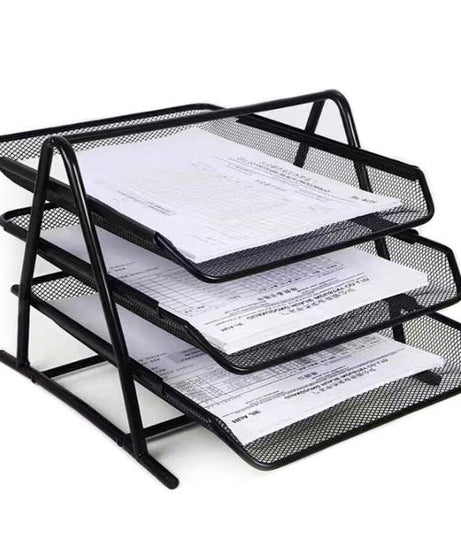 Metal Paper Tray–3 Tiers Black