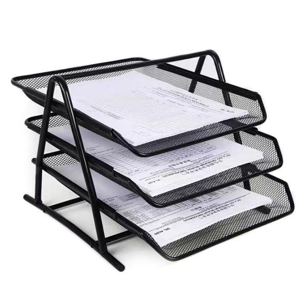 Metal Paper Tray–3 Tiers Black