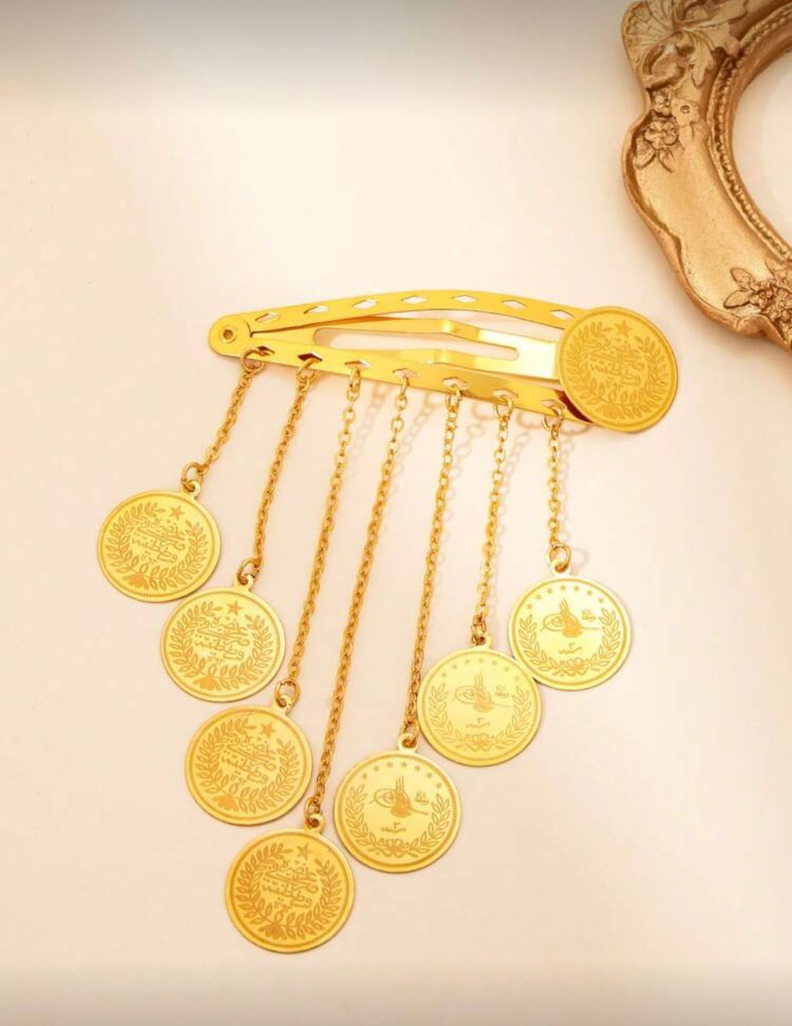 hair accessory Gold Coin & Tassel chain hair clip (1 pieces)