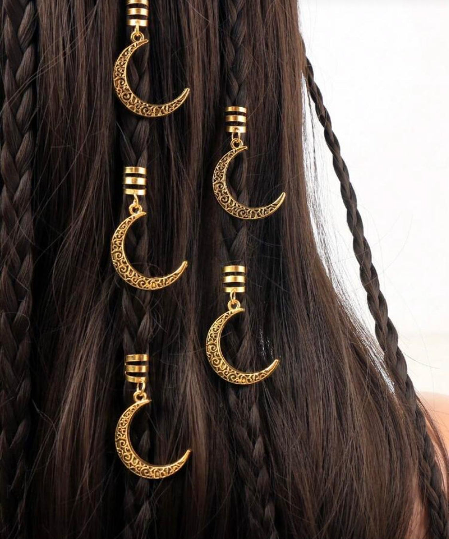hair accessory gold in the shape of a crescent moon (2 pieces)